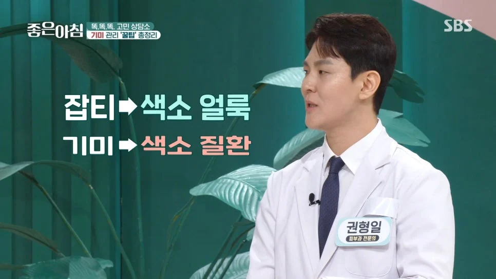 레이저 빔이 표피를 통과해 기저층에 뭉친 갈색 멜라닌을 미세 입자로 부수고 주변 조직은 그대로 남은 피부 단면 3D 도판