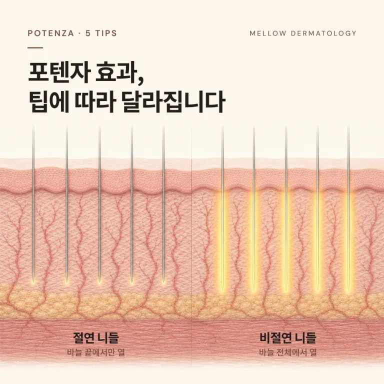 포텐자 레이저 효과, 팁별로 알아보기 - 절연·비절연·싱글니들·펌핑·비침습 팁은 무엇이 다를까